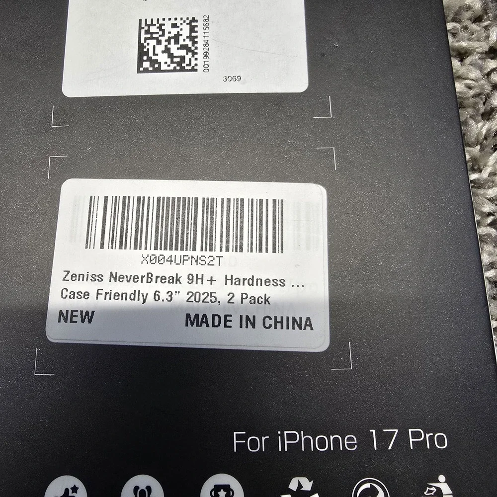 Zeniss NeverBreak Glass Screen Protector For I Phone 17 Pro 2 Pack
